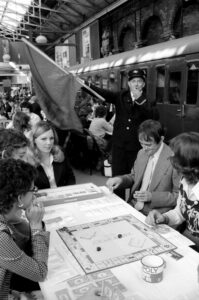 Monopoly Being Played At Fenchurch Street Station. The Game Arriving On Platforms Three And Four Of Fenchurch Street Station In
