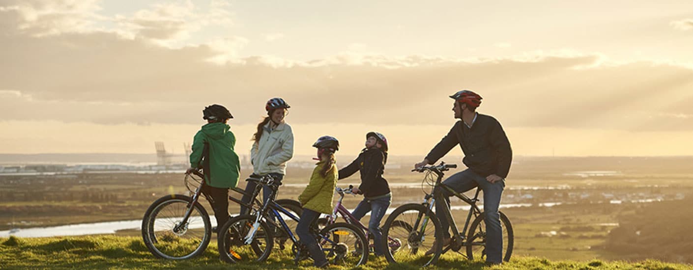 family cycling in Hadleigh Park